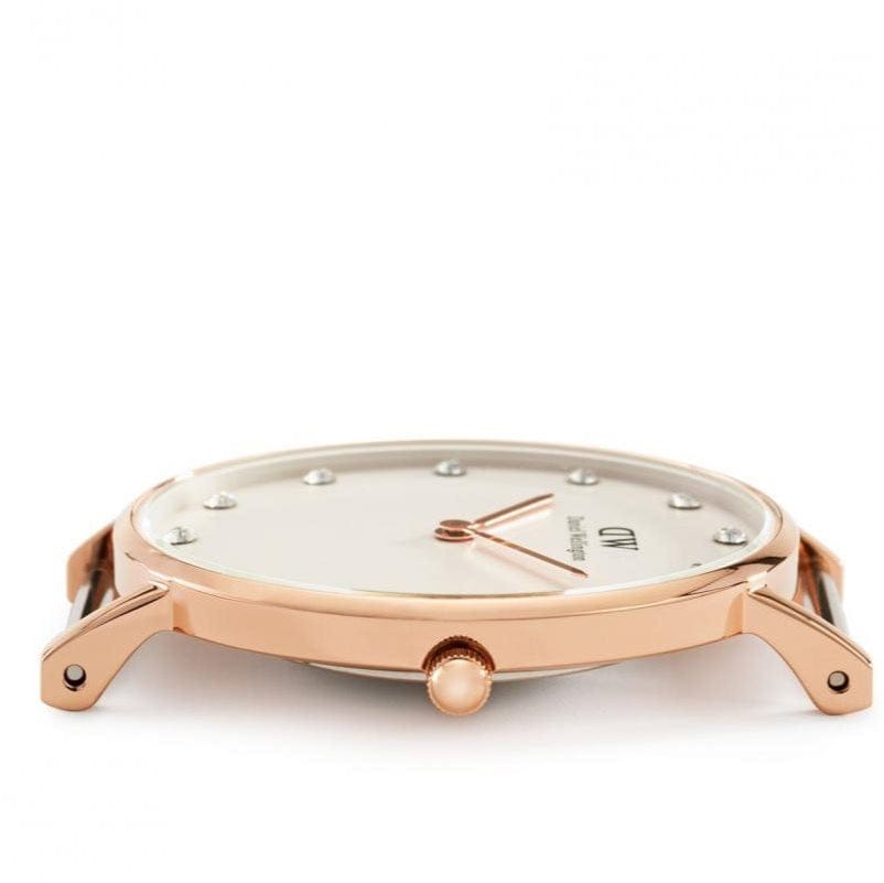 Daniel Wellington Classy St Mawes White Dial Brown Leather Strap Watch For Women - DW00100075