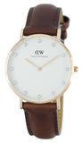 Daniel Wellington Classy St Mawes White Dial Brown Leather Strap Watch For Women - DW00100075