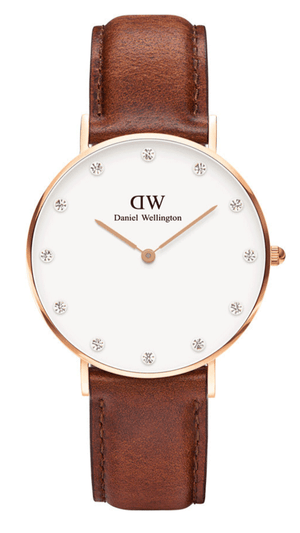 Daniel Wellington Classy St Mawes White Dial Brown Leather Strap Watch For Women - DW00100075