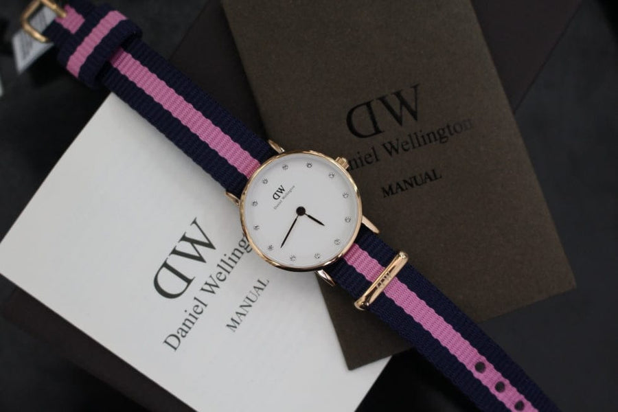 Daniel Wellington Classy Winchester White Dial Two Tone NATO Strap Watch For Women - DW00100065