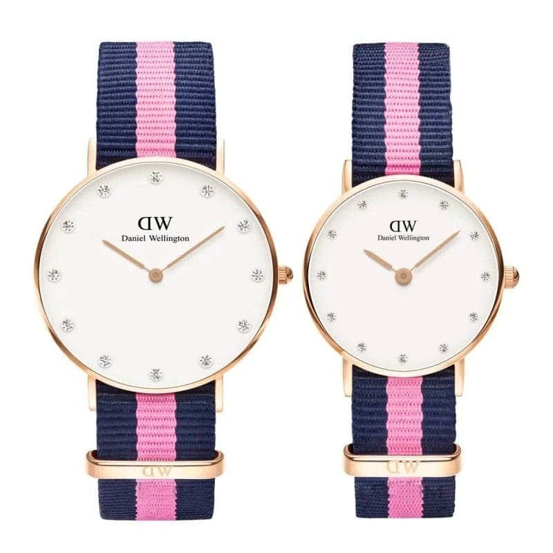 Daniel Wellington Classy Winchester White Dial Two Tone NATO Strap Watch For Women - DW00100077