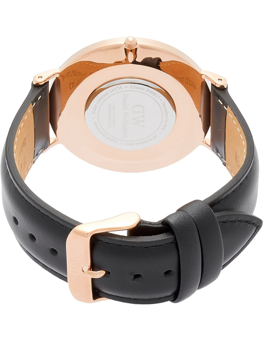 Daniel Wellington Classic Sheffield White Dial Black Leather Strap Watch For Men - DW00100007