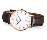 Daniel Wellington Dapper Bristol White Dial Brown Leather Strap Watch For Men - DW00100086