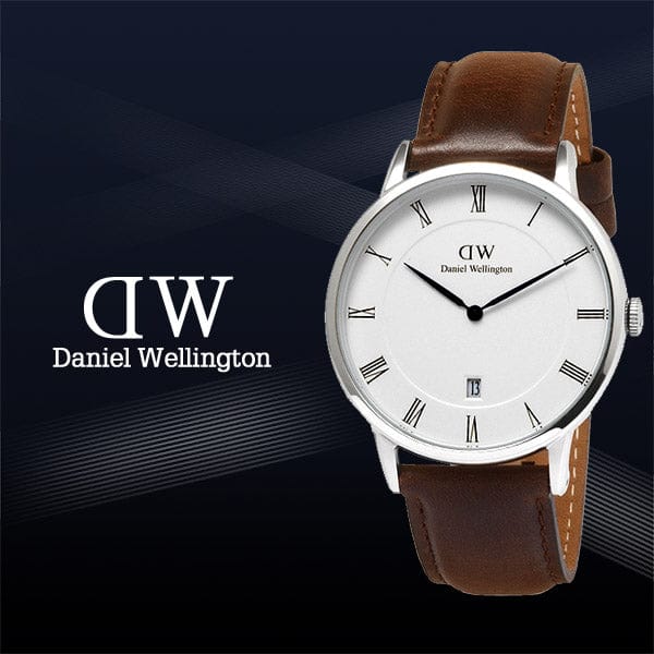 Daniel Wellington Dapper Bristol White Dial Brown Leather Strap Watch For Women - DW00100090