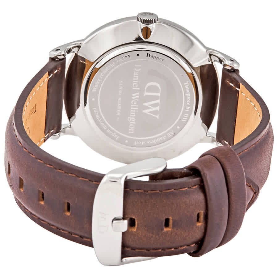 Daniel Wellington Dapper Bristol White Dial Brown Leather Strap Watch For Women - DW00100090