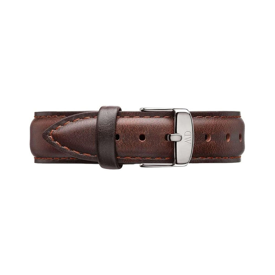 Daniel Wellington Dapper Bristol White Dial Brown Leather Strap Watch For Women - DW00100098