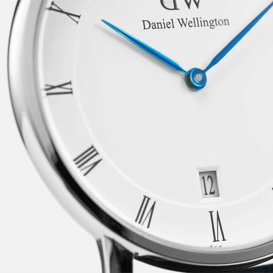 Daniel Wellington Dapper Bristol White Dial Brown Leather Strap Watch For Women - DW00100098
