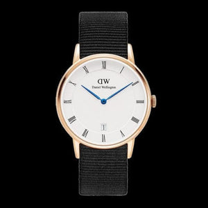 Daniel Wellington Dapper Cornwall White Dial Black Nylon Strap Watch For Men - DW00100261