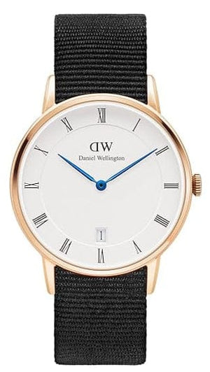 Daniel Wellington Dapper Cornwall White Dial Black Nylon Strap Watch For Men - DW00100261