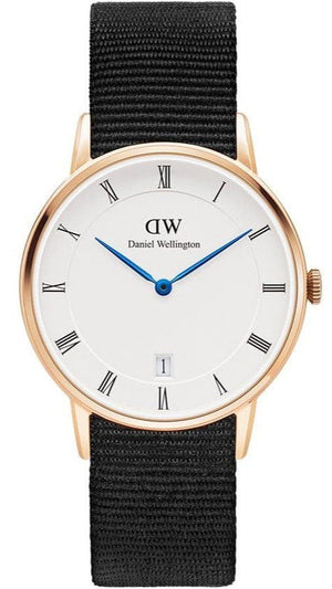 Daniel Wellington Dapper Cornwall White Dial Black Nylon Strap Watch For Women - DW00100263