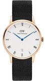 Daniel Wellington Dapper Cornwall White Dial Black Nylon Strap Watch For Women - DW00100263