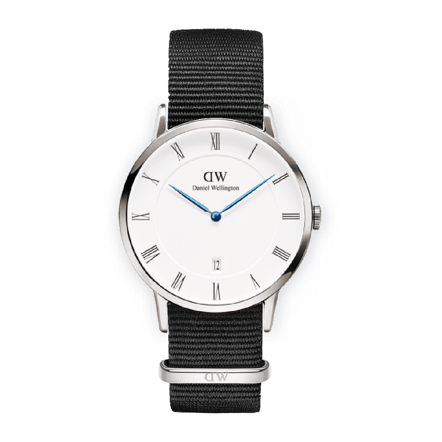 Daniel Wellington Dapper Cornwall White Dial Black Nylon Strap Watch for Women - DW00100264