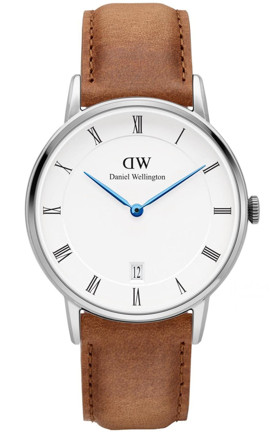 Daniel Wellington Dapper Durham Analog White Dial Brown Leather Strap Watch For Women - DW00100114