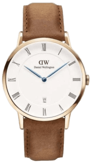 Daniel Wellington Dapper Durham White Dial Brown Leather Strap Watch For Men - DW00100115