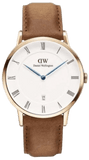Daniel Wellington Dapper Durham White Dial Brown Leather Strap Watch For Men - DW00100115