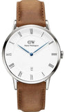 Daniel Wellington Dapper Durham White Dial Brown Leather Strap Watch For Men - DW00100116