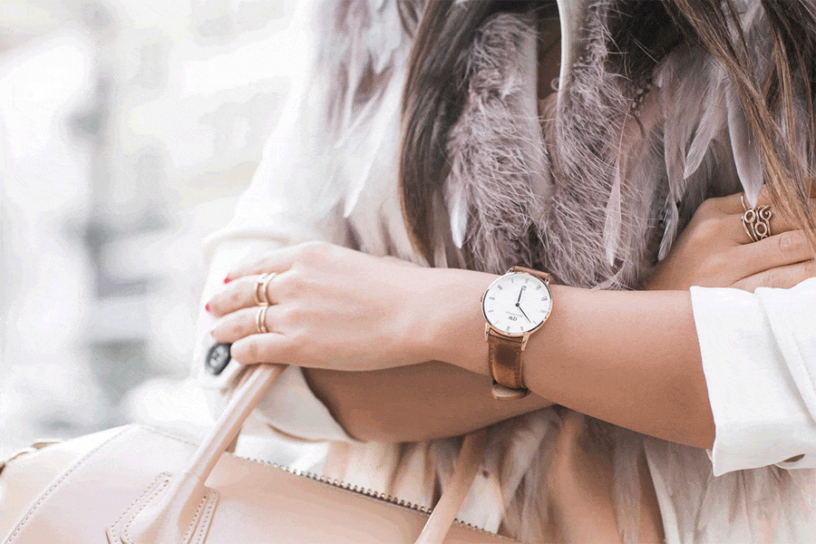 Daniel Wellington Dapper Durham White Dial Brown Leather Strap Watch For Women - DW00100113