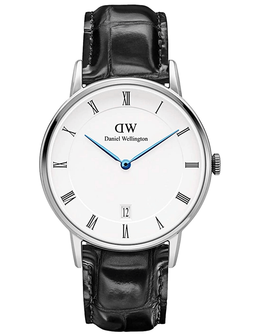 Daniel Wellington Dapper Reading Quartz White Dial Black Leather Strap Watch For Women - DW00100117