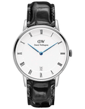 Daniel Wellington Dapper Reading Quartz White Dial Black Leather Strap Watch For Women - DW00100117