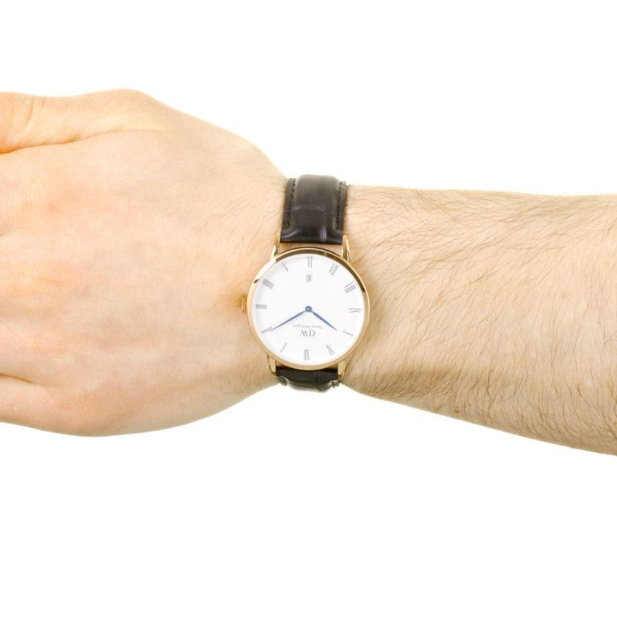Daniel Wellington Dapper Reading White Dial Black Leather Strap Watch For Men - DW00100107