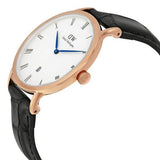 Daniel Wellington Dapper Reading White Dial Black Leather Strap Watch For Men - DW00100107