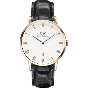 Daniel Wellington Dapper Reading White Dial Black Leather Strap Watch For Men - DW00100107