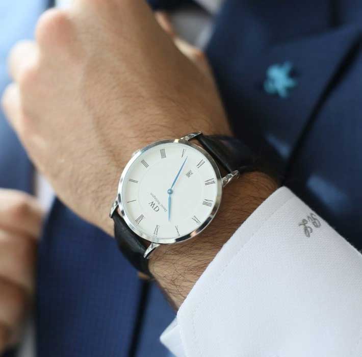 Daniel Wellington Dapper Reading White Dial Black Leather Strap Watch For Men - DW00100108