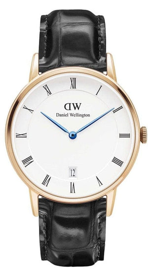 Daniel Wellington Dapper Reading White Dial Black Leather Strap Watch For Women - DW00100118