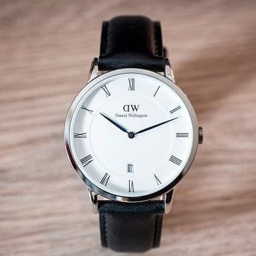 Daniel Wellington Dapper Sheffield White Dial Black Leather Strap Watch For Men - DW00100088