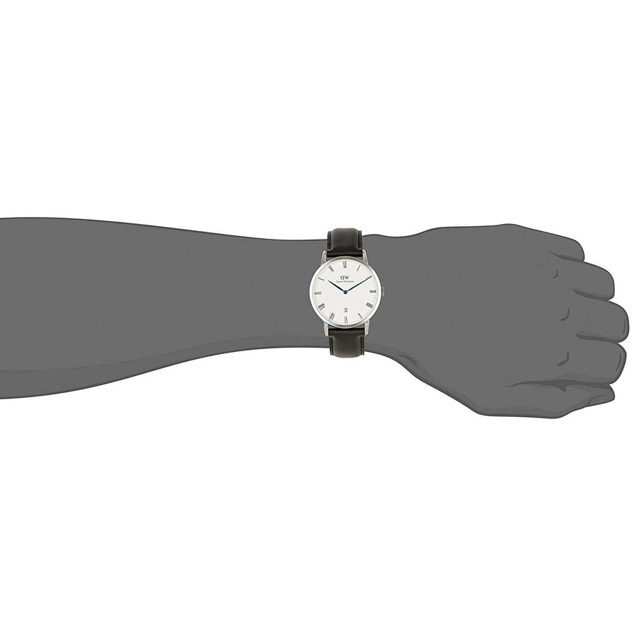 Daniel Wellington Dapper Sheffield White Dial Black Leather Strap Watch For Men - DW00100088