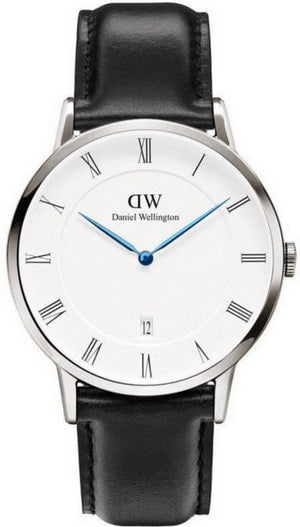 Daniel Wellington Dapper Sheffield White Dial Black Leather Strap Watch For Men - DW00100088