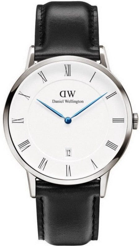 Daniel Wellington Dapper Sheffield White Dial Black Leather Strap Watch For Men - DW00100088