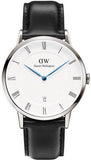 Daniel Wellington Dapper Sheffield White Dial Black Leather Strap Watch For Men - DW00100088