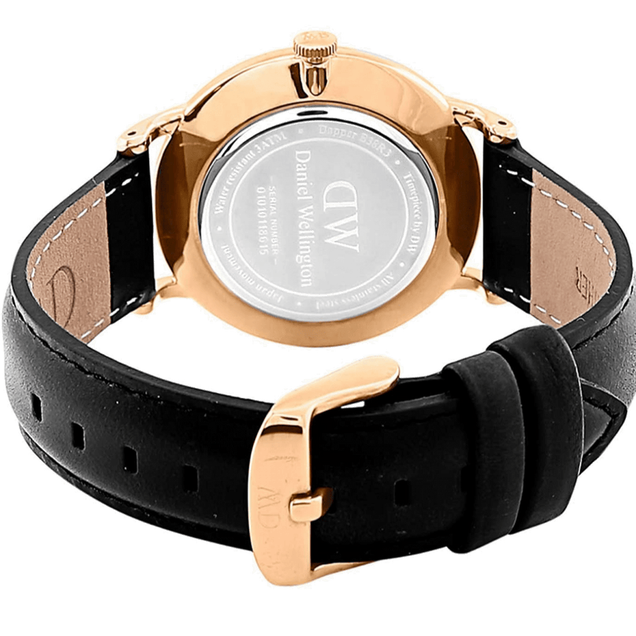 Daniel Wellington Dapper Sheffield White Dial Black Leather Strap Watch For Men - DW00100092