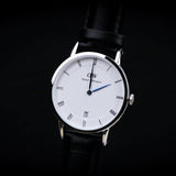 Daniel Wellington Dapper Sheffield White Dial Black Leather Strap Watch For Women - DW00100096