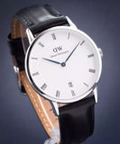 Daniel Wellington Dapper Sheffield White Dial Black Leather Strap Watch For Women - DW00100096