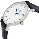 Daniel Wellington Dapper Sheffield White Dial Black Leather Strap Watch For Women - DW00100096