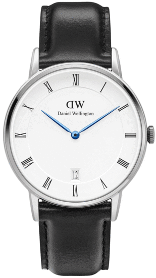 Daniel Wellington Dapper Sheffield White Dial Black Leather Strap Watch For Women - DW00100096