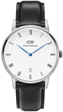 Daniel Wellington Dapper Sheffield White Dial Black Leather Strap Watch For Women - DW00100096
