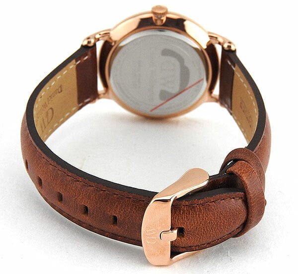 Daniel Wellington Dapper St Mawes White Dial Brown Leather Strap Watch For Women - DW00100091
