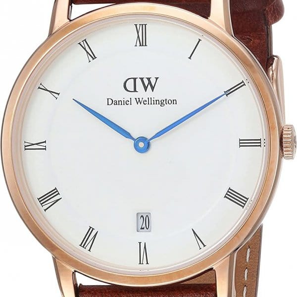 Daniel Wellington Dapper St Mawes White Dial Brown Leather Strap Watch For Women - DW00100091