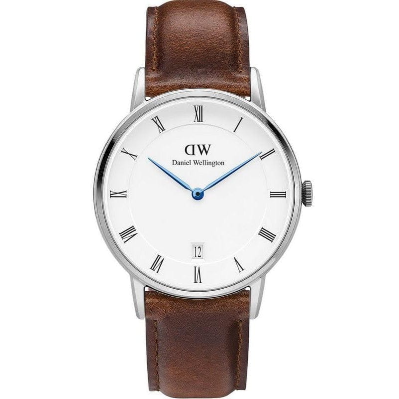 Daniel Wellington Dapper St Mawes White Dial Brown Leather Strap Watch For Women - DW00100095