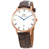 Daniel Wellington Dapper York White Dial Brown Leather Strap Watch For Men - DW00100085
