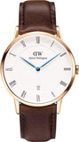 Daniel Wellington Dapper York White Dial Brown Leather Strap Watch For Men - DW00100085