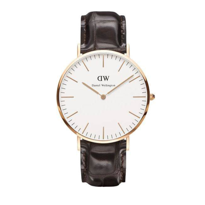 Daniel Wellington Classic York White Dial Brown Leather Strap Watch For Men - DW00100011