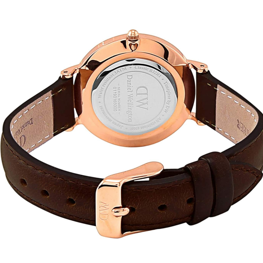 Daniel Wellington Classy York White Dial Brown Leather Strap Watch For Women - DW00100061