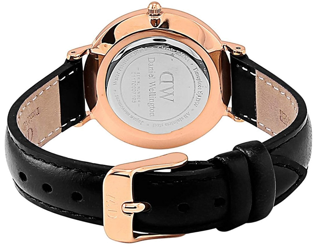Daniel Wellington Classic Petite Sheffield Black Dial Black Leather Strap Watch For Women - DW00100224