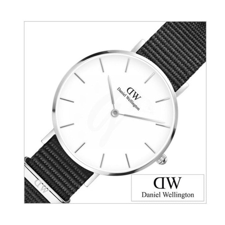Daniel Wellington Classic Petite Cornwall White Dial Black Nylon Strap Watch For Women - DW00100252