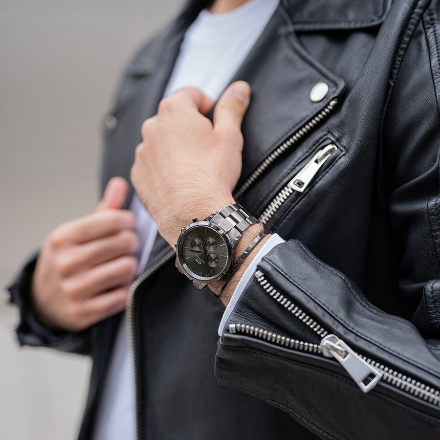 Daniel Wellington Iconic Chronograph Black Dial Black Steel Strap Watch For Men - DW00100642