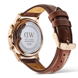Daniel Wellington Iconic Chronograph Blue Dial Brown Leather Strap Watch For Men - DW00100639